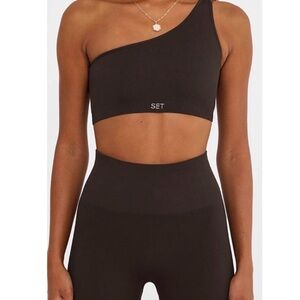 SET Active One-Shoulder Sports Bra in Espresso